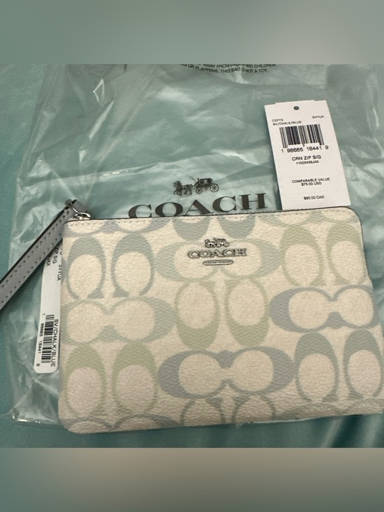 Coach Handbags - Super Cute Coach Wristlet,New,Chalk/Silver/Blue